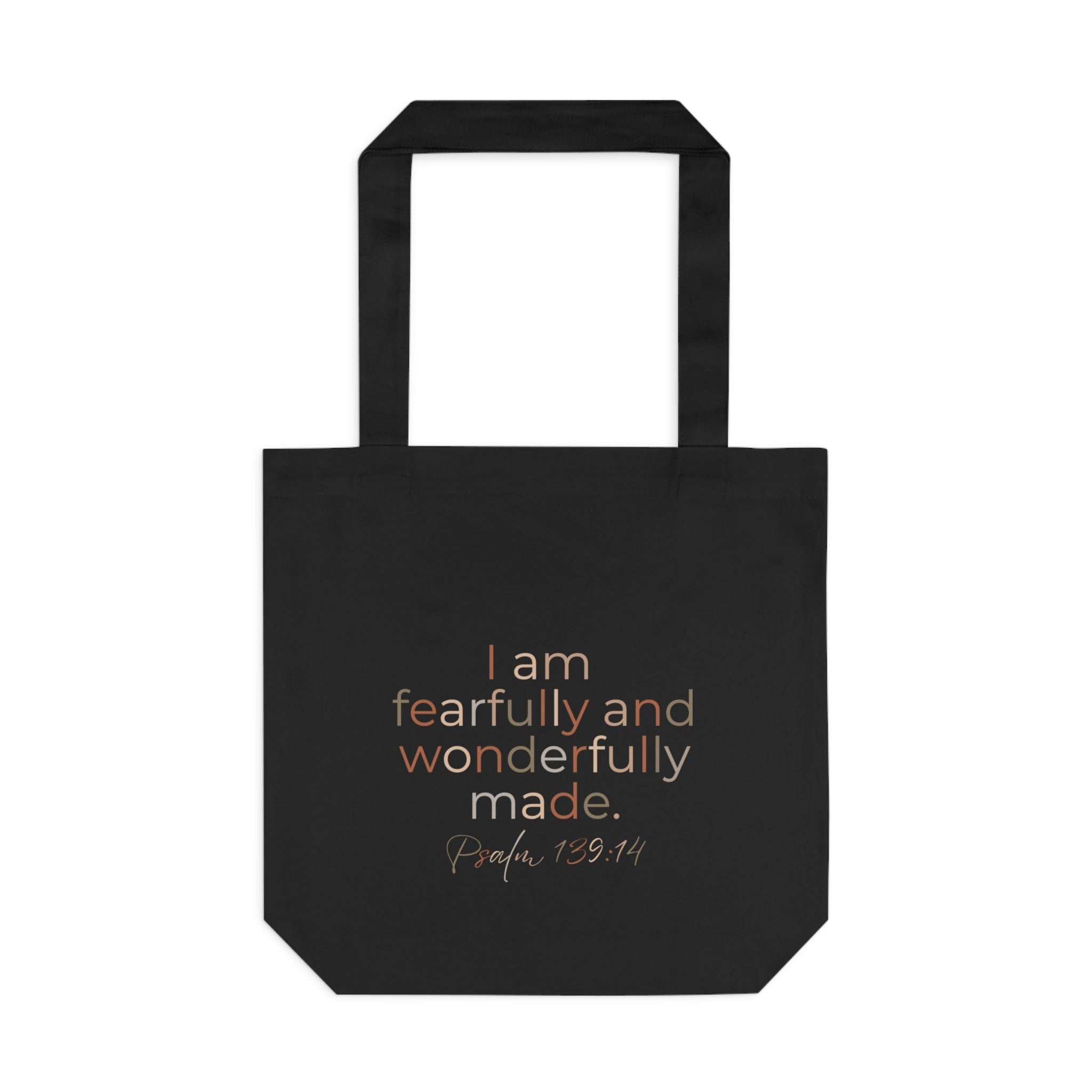 Fearfully & Wonderfully Made Tote Bag — Psalm 139:14 Christian Cotton Canvas Bag (Inspirational Scripture Tote)