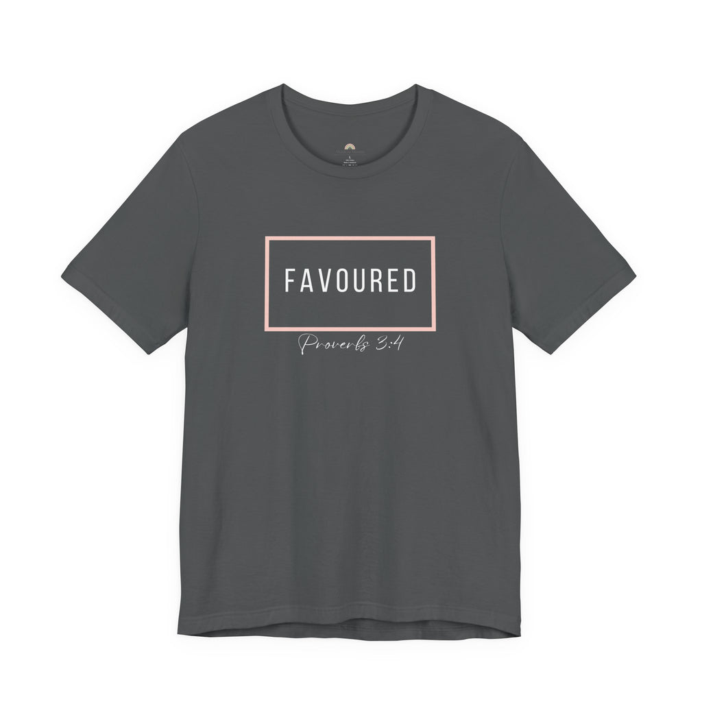 Favoured Christian T-Shirt – Proverbs 3:4 Scripture Tee | Faith-Based Unisex Shirt