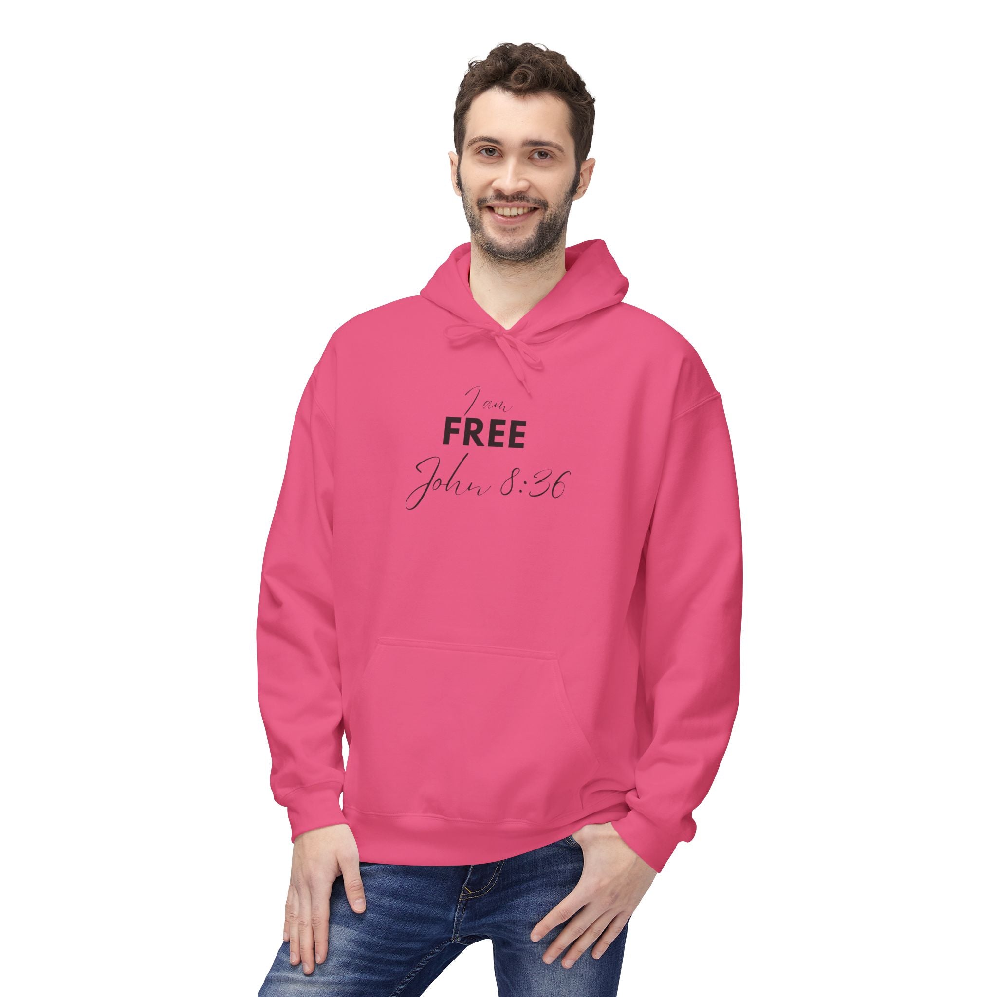 I Am Free Hoodie – John 8:36 Christian Scripture Hoodie | Faith-Based Inspirational Pullover