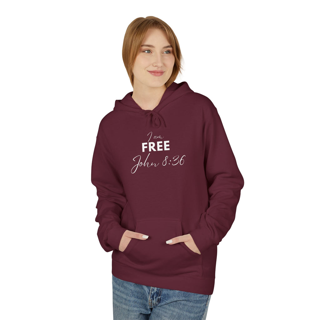 I Am Free Hoodie – John 8:36 Christian Scripture Hoodie | Faith-Based Inspirational Pullover