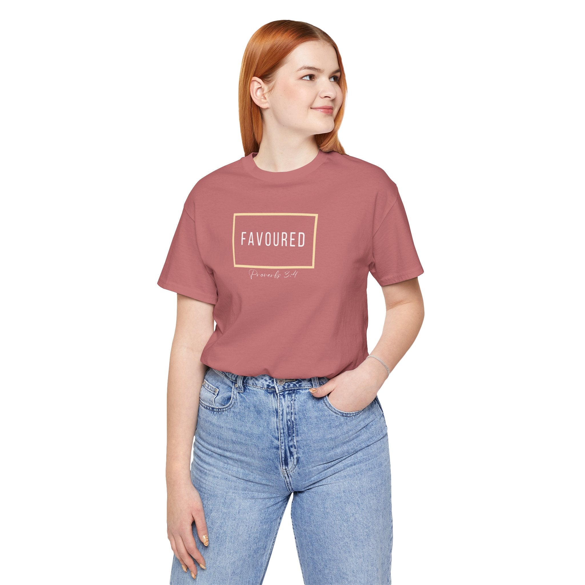 Favoured Christian T-Shirt – Proverbs 3:4 Scripture Tee | Faith-Based Unisex Shirt
