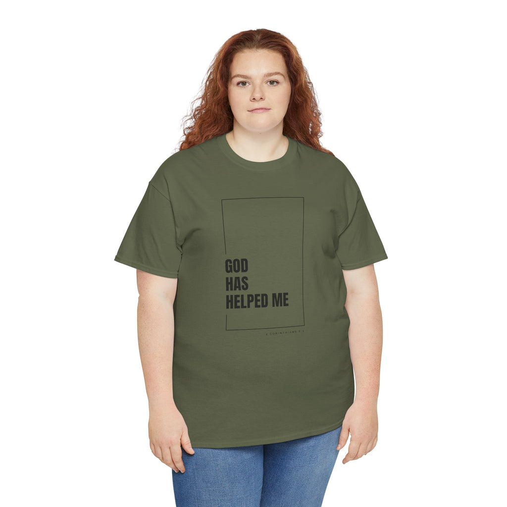 God Has Helped Me Christian T-Shirt – 2 Corinthians 6:2 Faith Tee | Unisex Heavy Cotton Shirt