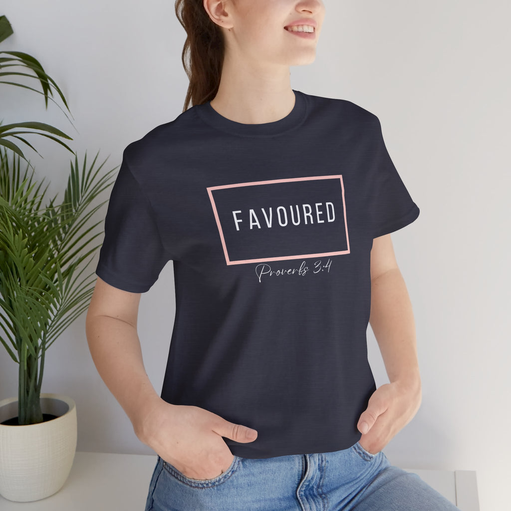 Favoured Christian T-Shirt – Proverbs 3:4 Scripture Tee | Faith-Based Unisex Shirt