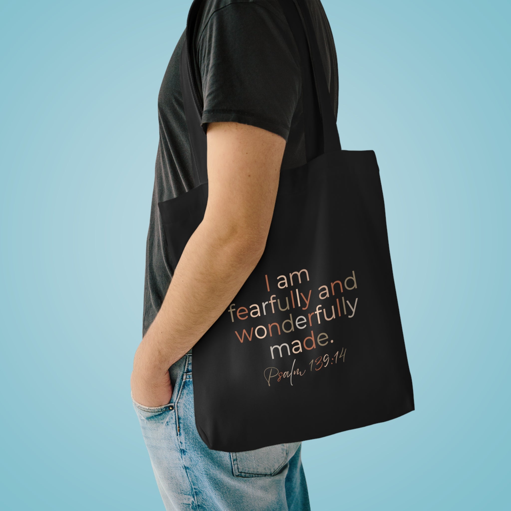 Fearfully & Wonderfully Made Tote Bag — Psalm 139:14 Christian Cotton Canvas Bag (Inspirational Scripture Tote)