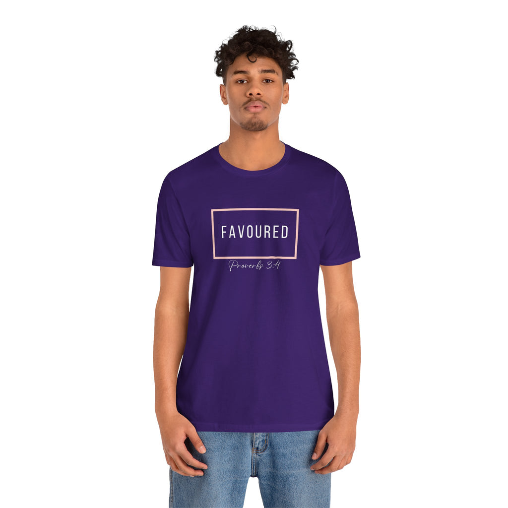Favoured Christian T-Shirt – Proverbs 3:4 Scripture Tee | Faith-Based Unisex Shirt