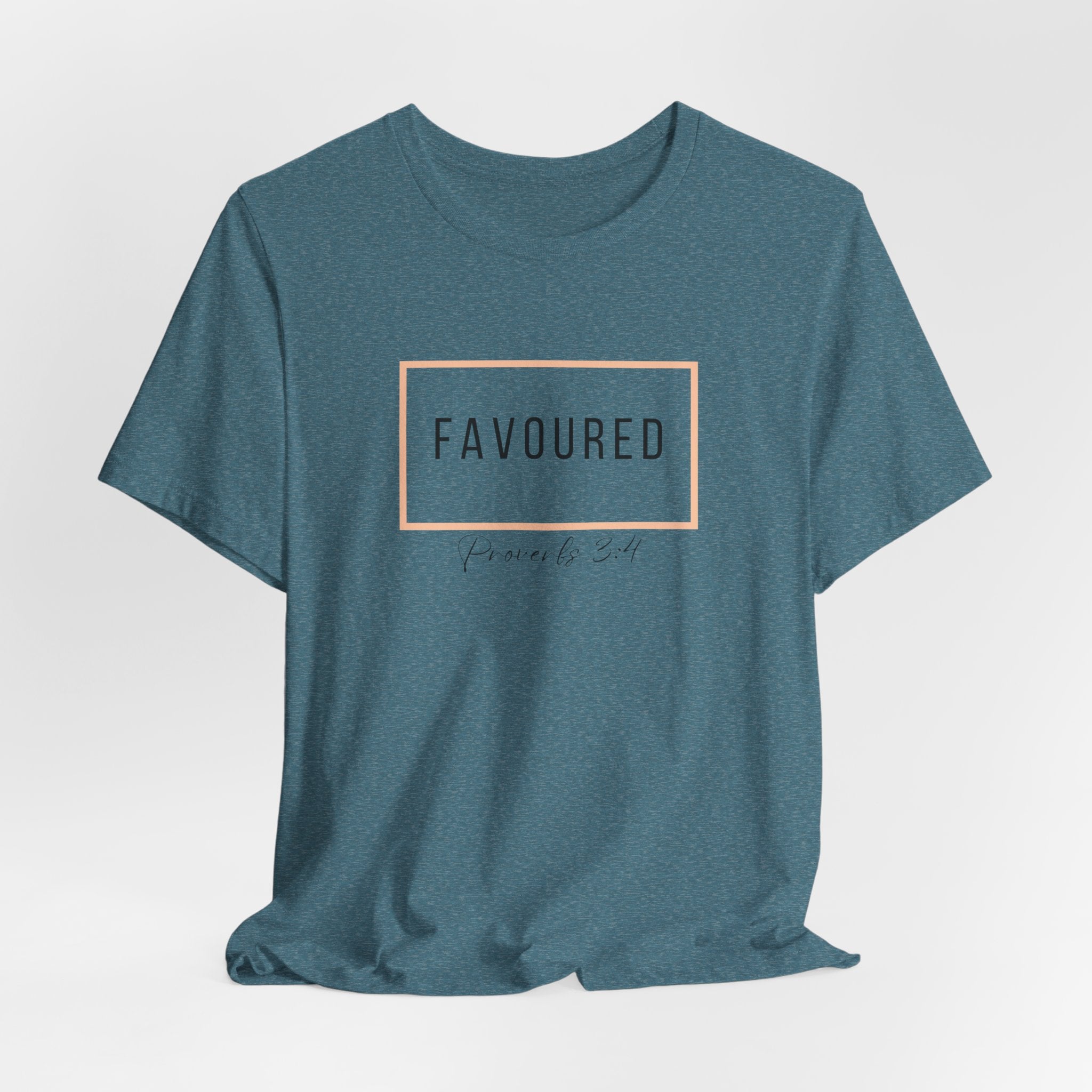 Favoured Christian T-Shirt – Proverbs 3:4 Scripture Tee | Faith-Based Unisex Shirt