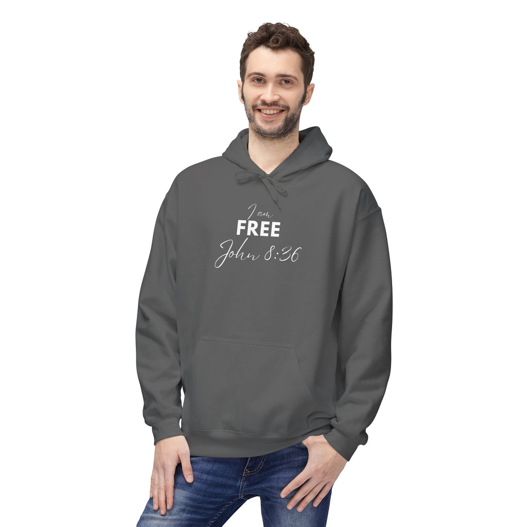 I Am Free Hoodie – John 8:36 Christian Scripture Hoodie | Faith-Based Inspirational Pullover