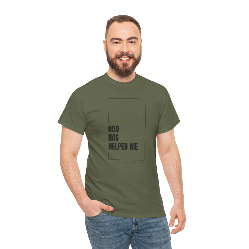 God Has Helped Me Christian T-Shirt – 2 Corinthians 6:2 Faith Tee | Unisex Heavy Cotton Shirt