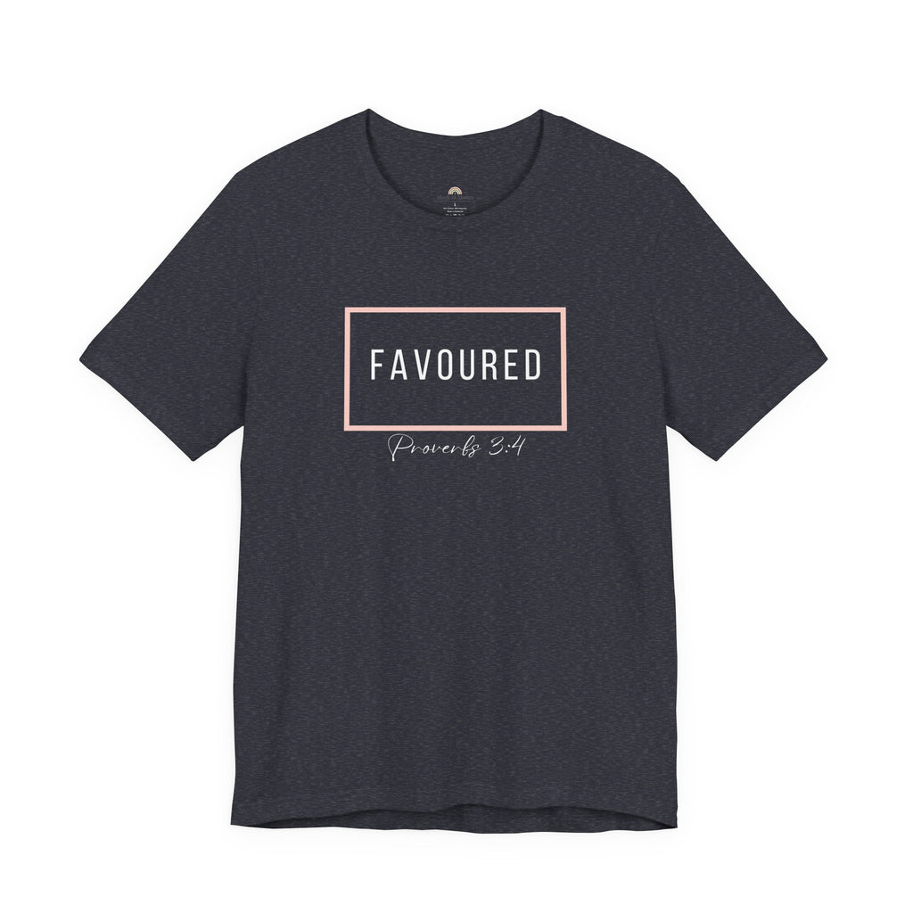 Favoured Christian T-Shirt – Proverbs 3:4 Scripture Tee | Faith-Based Unisex Shirt