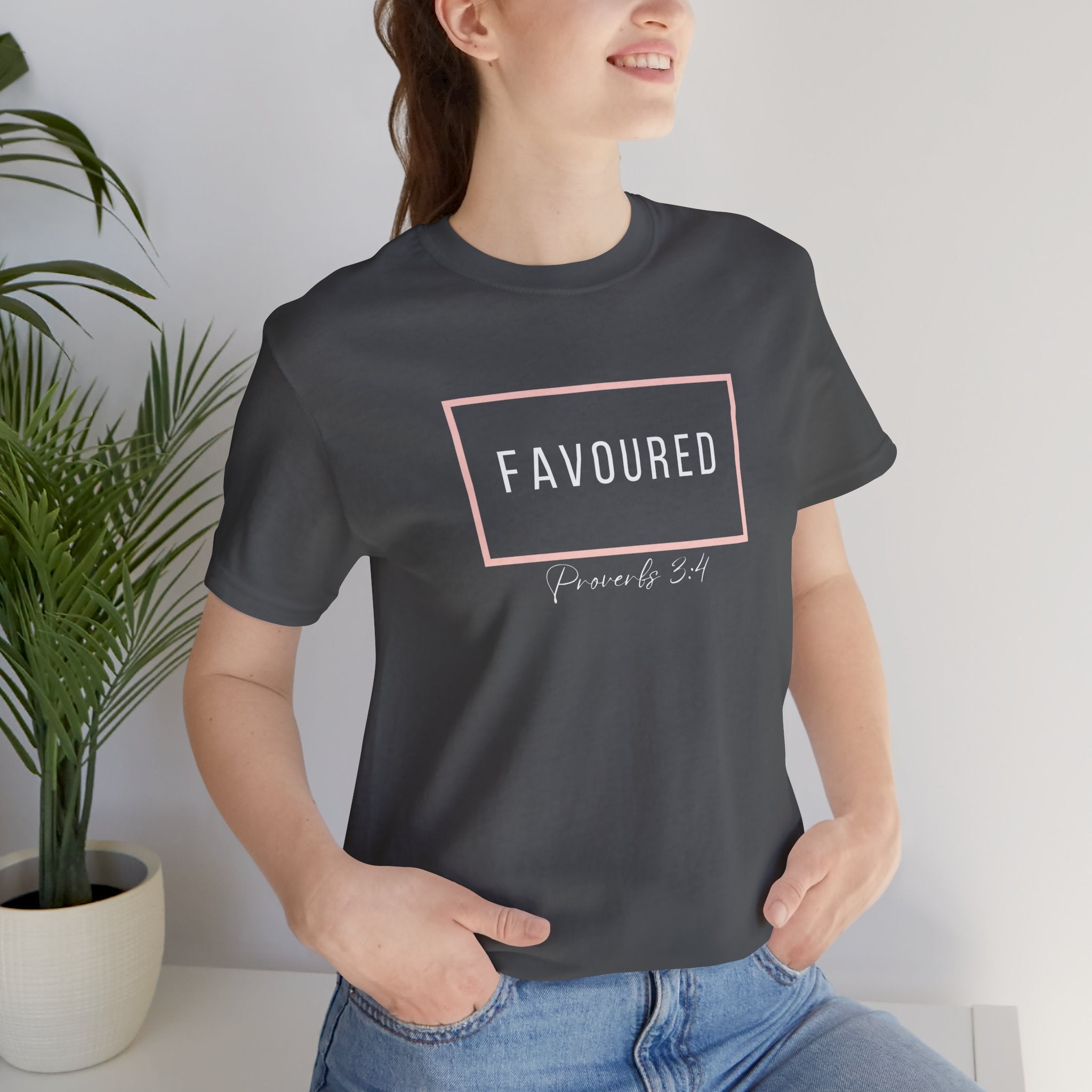 Favoured Christian T-Shirt – Proverbs 3:4 Scripture Tee | Faith-Based Unisex Shirt
