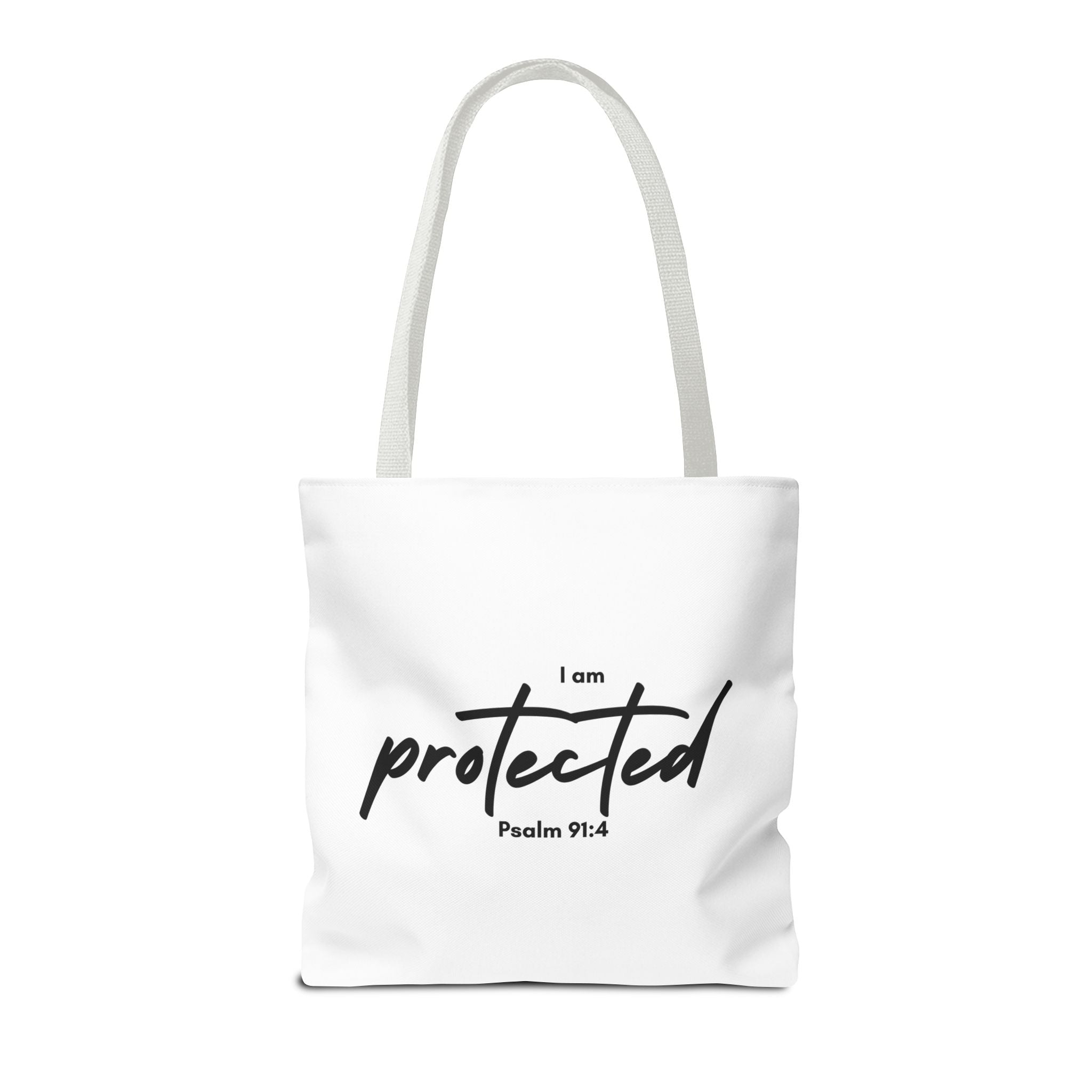 I Am Protected Tote Bag — Psalm 91:4 Christian Scripture Canvas Tote | Faith-Based Carryall