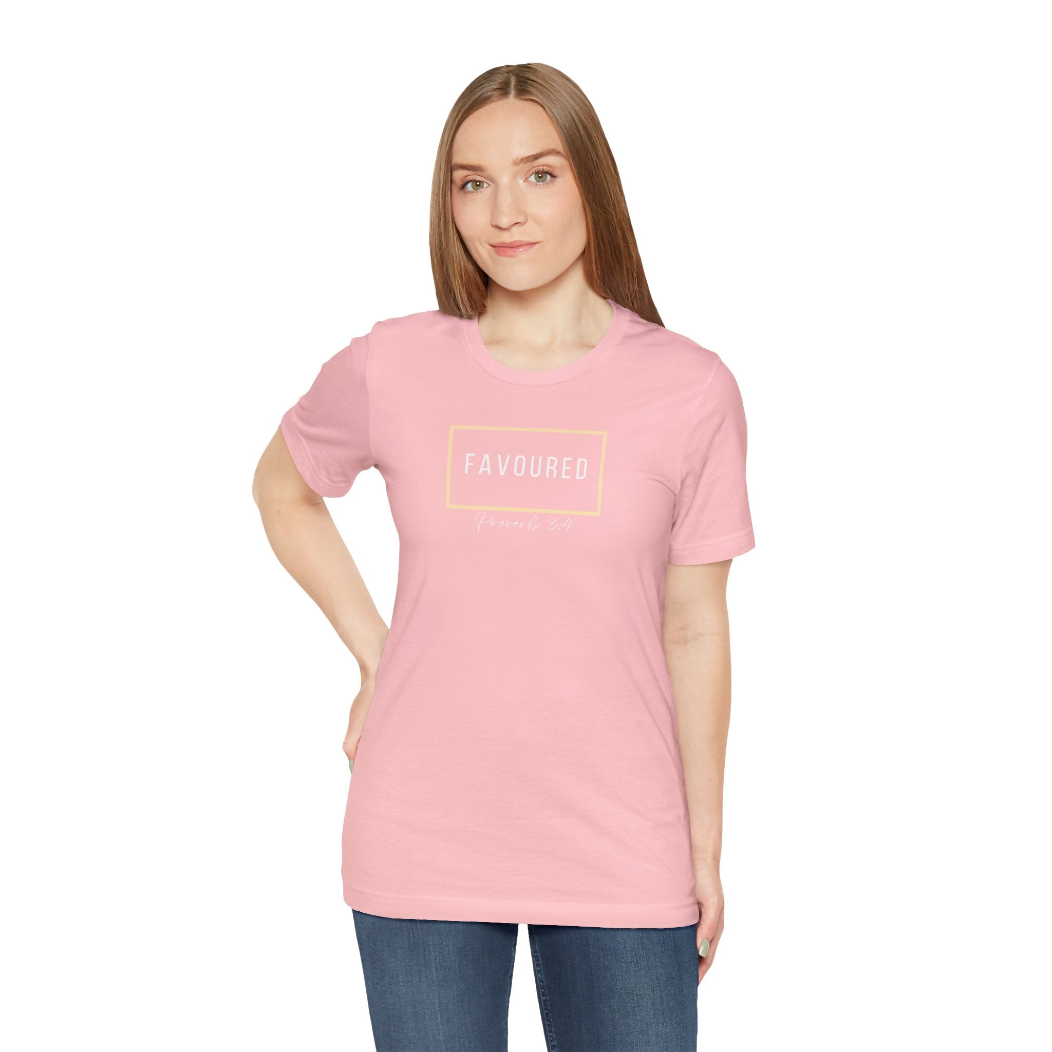 Favoured Christian T-Shirt – Proverbs 3:4 Scripture Tee | Faith-Based Unisex Shirt