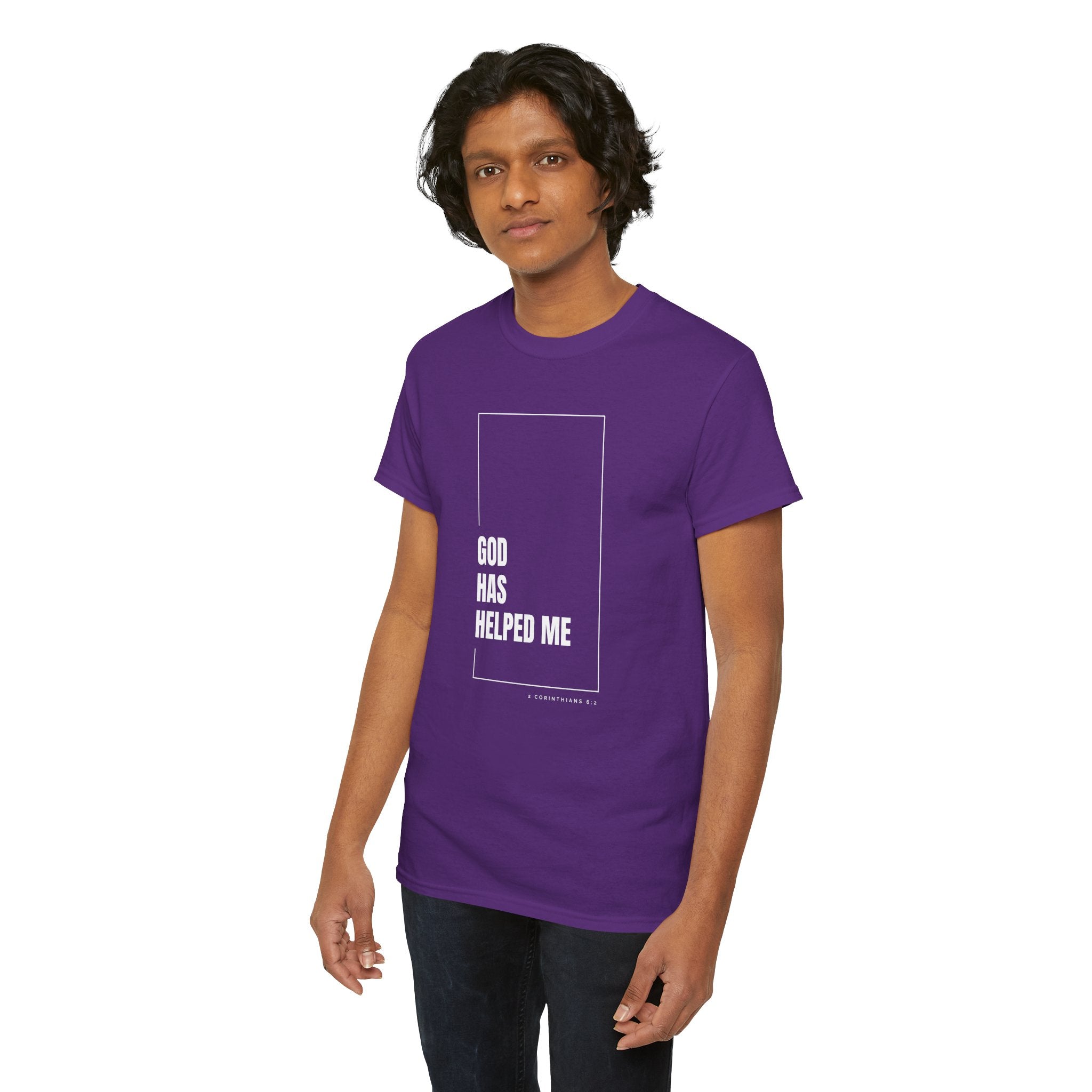 God Has Helped Me Christian T-Shirt – 2 Corinthians 6:2 Faith Tee | Unisex Heavy Cotton Shirt