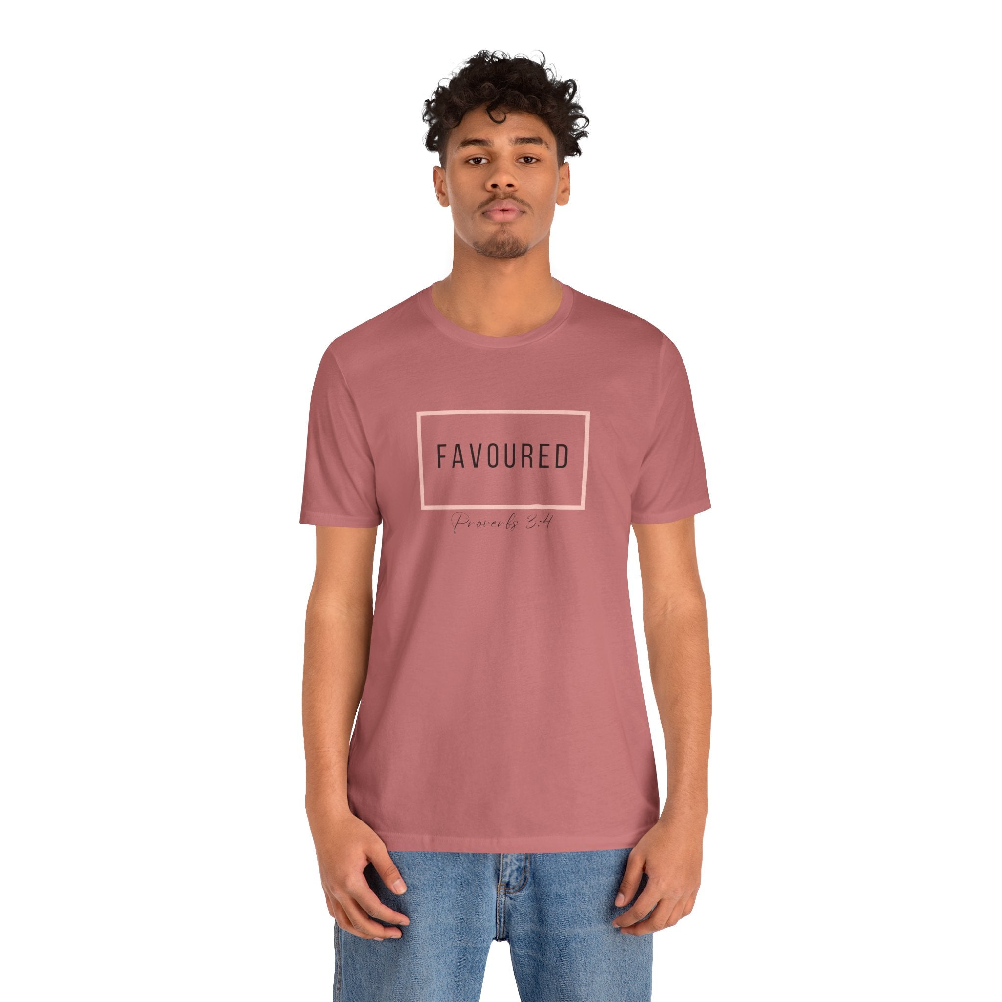 Favoured Christian T-Shirt – Proverbs 3:4 Scripture Tee | Faith-Based Unisex Shirt