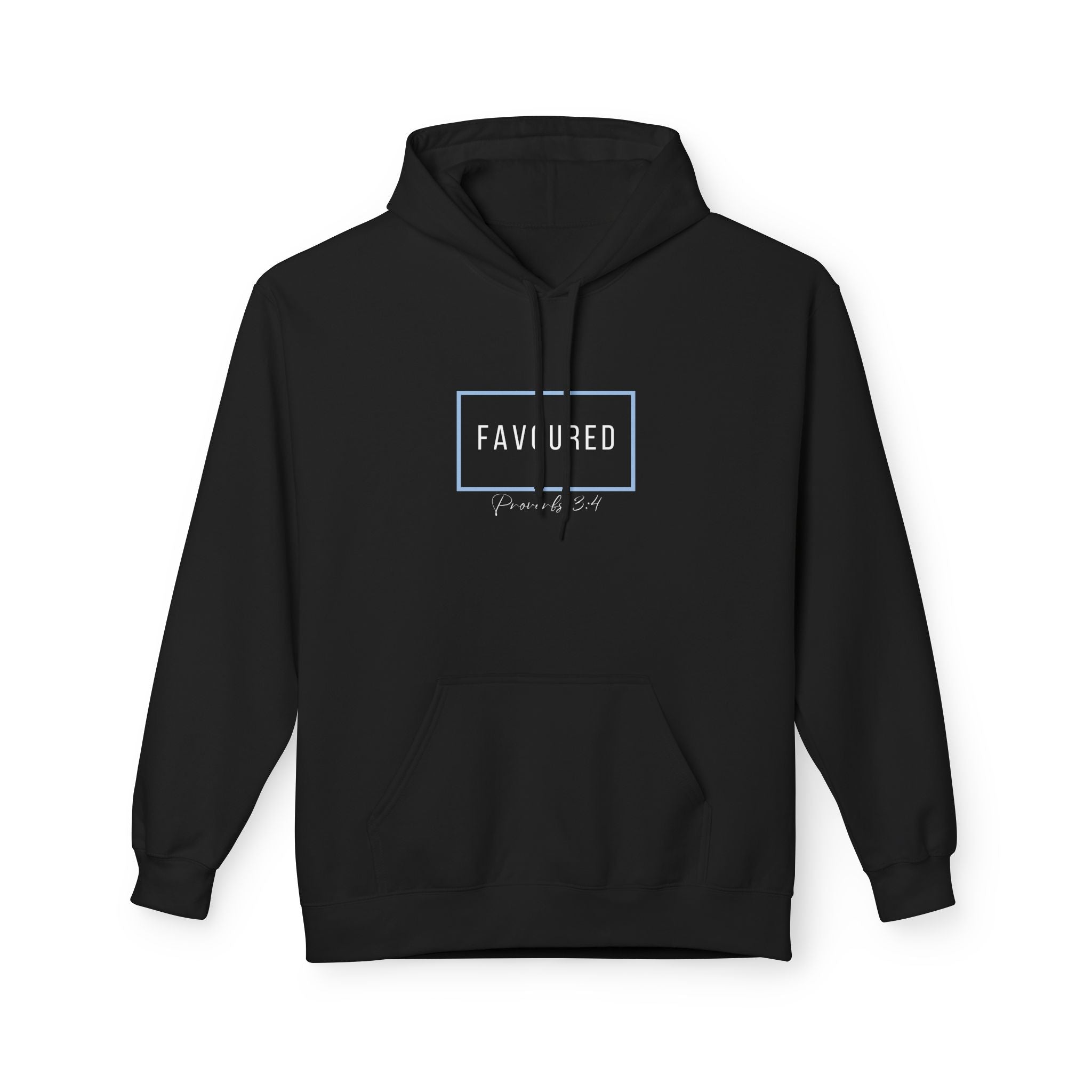 Favoured Christian Hoodie – Proverbs 3:4 Minimalist Script Hoodie | Faith-Based Unisex Pullover