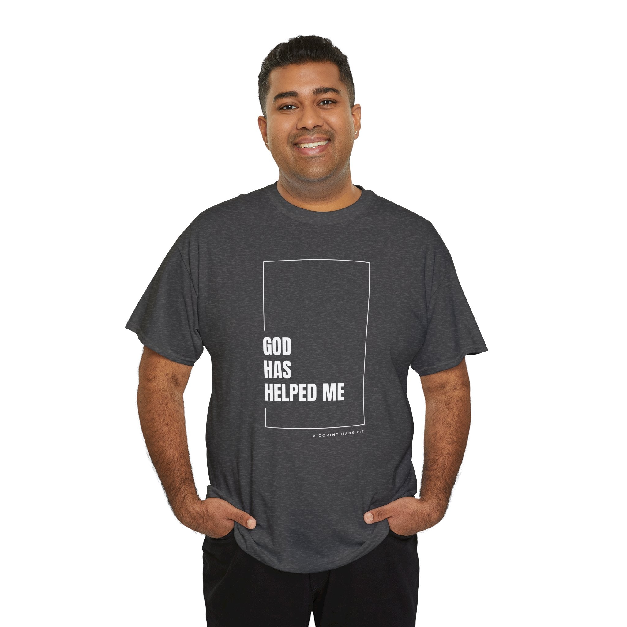 God Has Helped Me Christian T-Shirt – 2 Corinthians 6:2 Faith Tee | Unisex Heavy Cotton Shirt