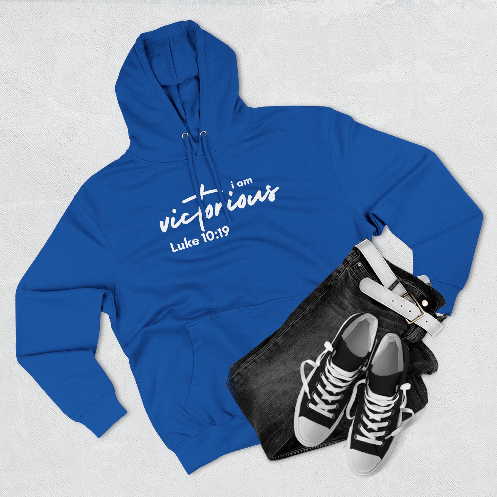 I Am Victorious Hoodie — Luke 10:19 Christian Scripture Fleece Pullover