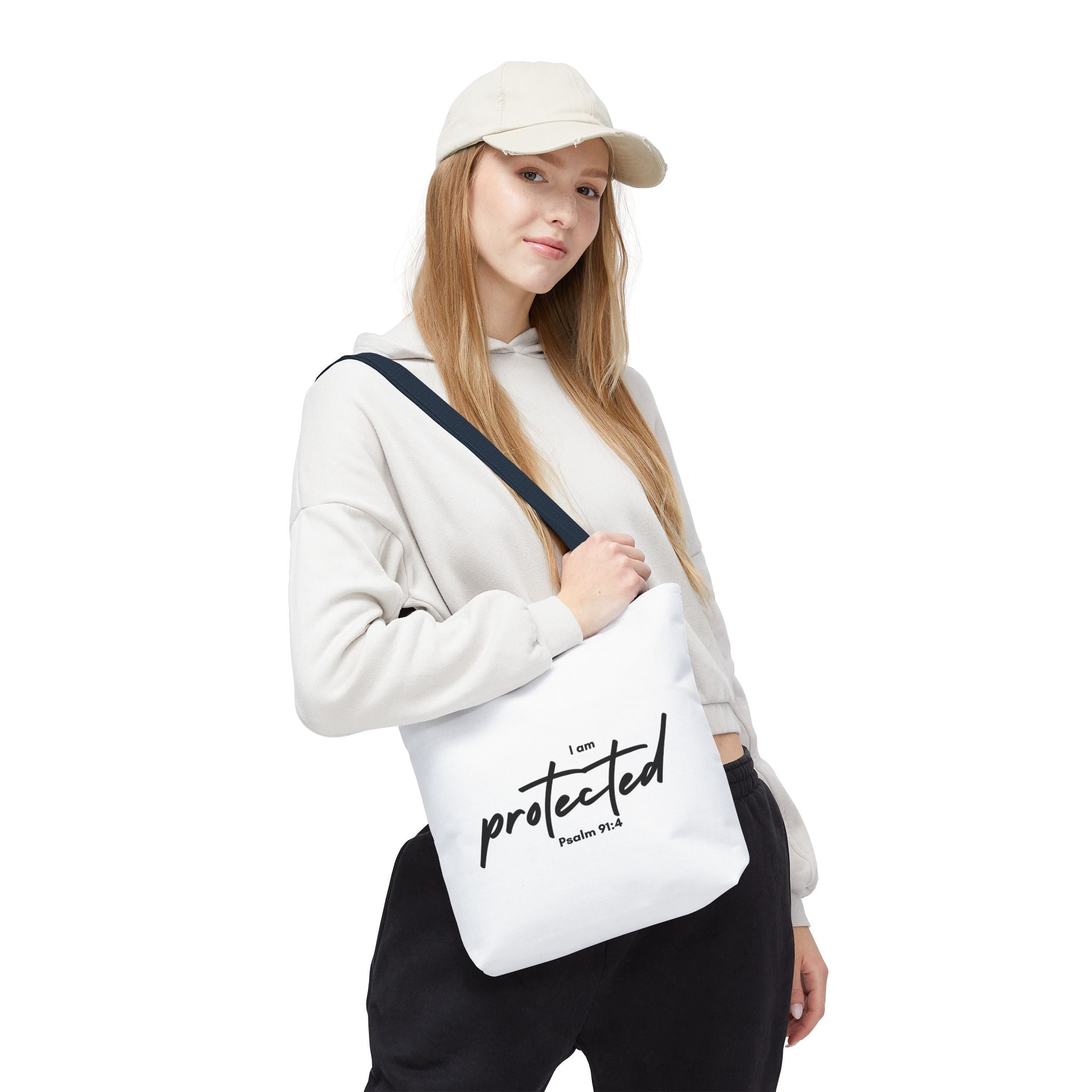 I Am Protected Tote Bag — Psalm 91:4 Christian Scripture Canvas Tote | Faith-Based Carryall