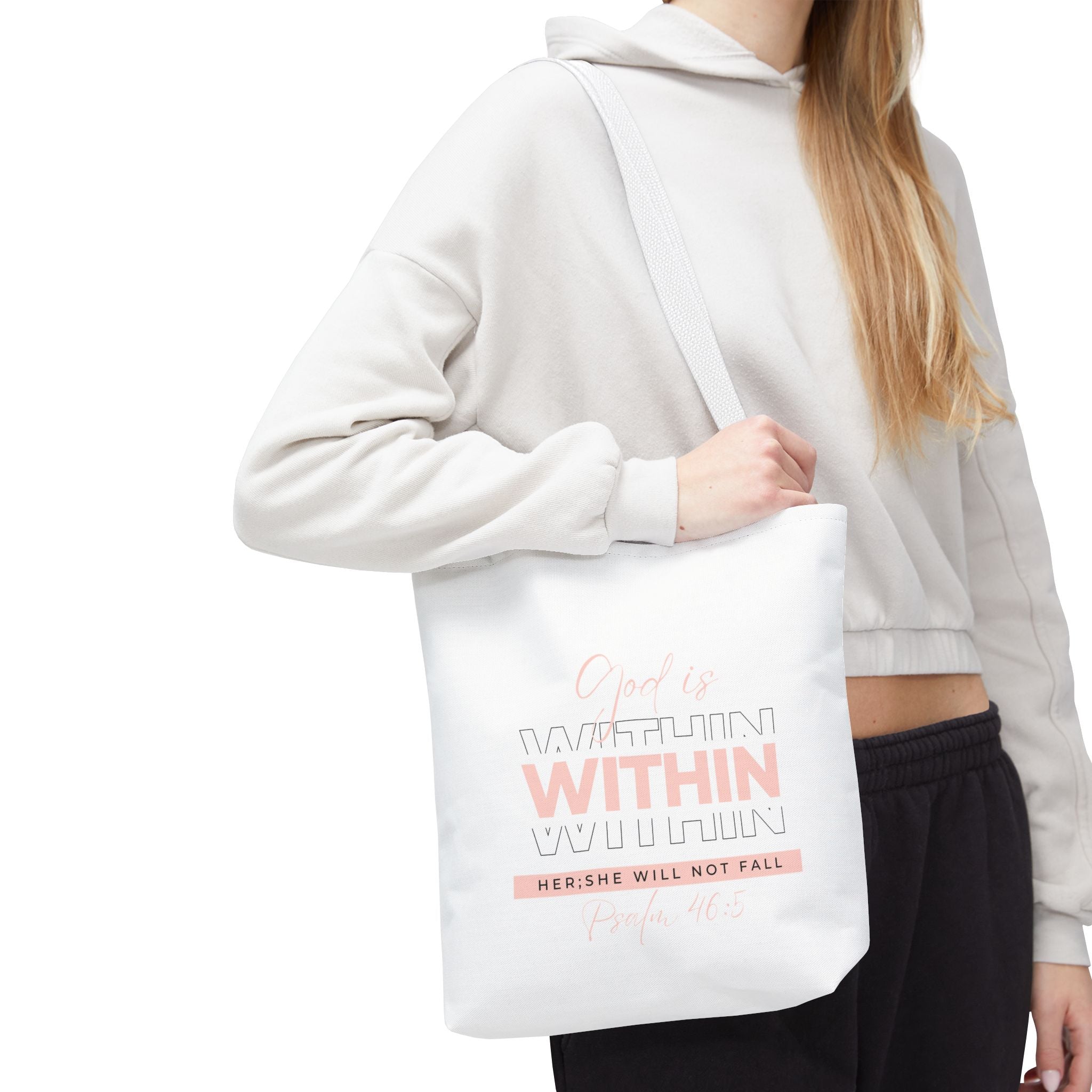 God Is Within Her Tote Bag – Psalm 46:5 Christian Scripture Tote for Women