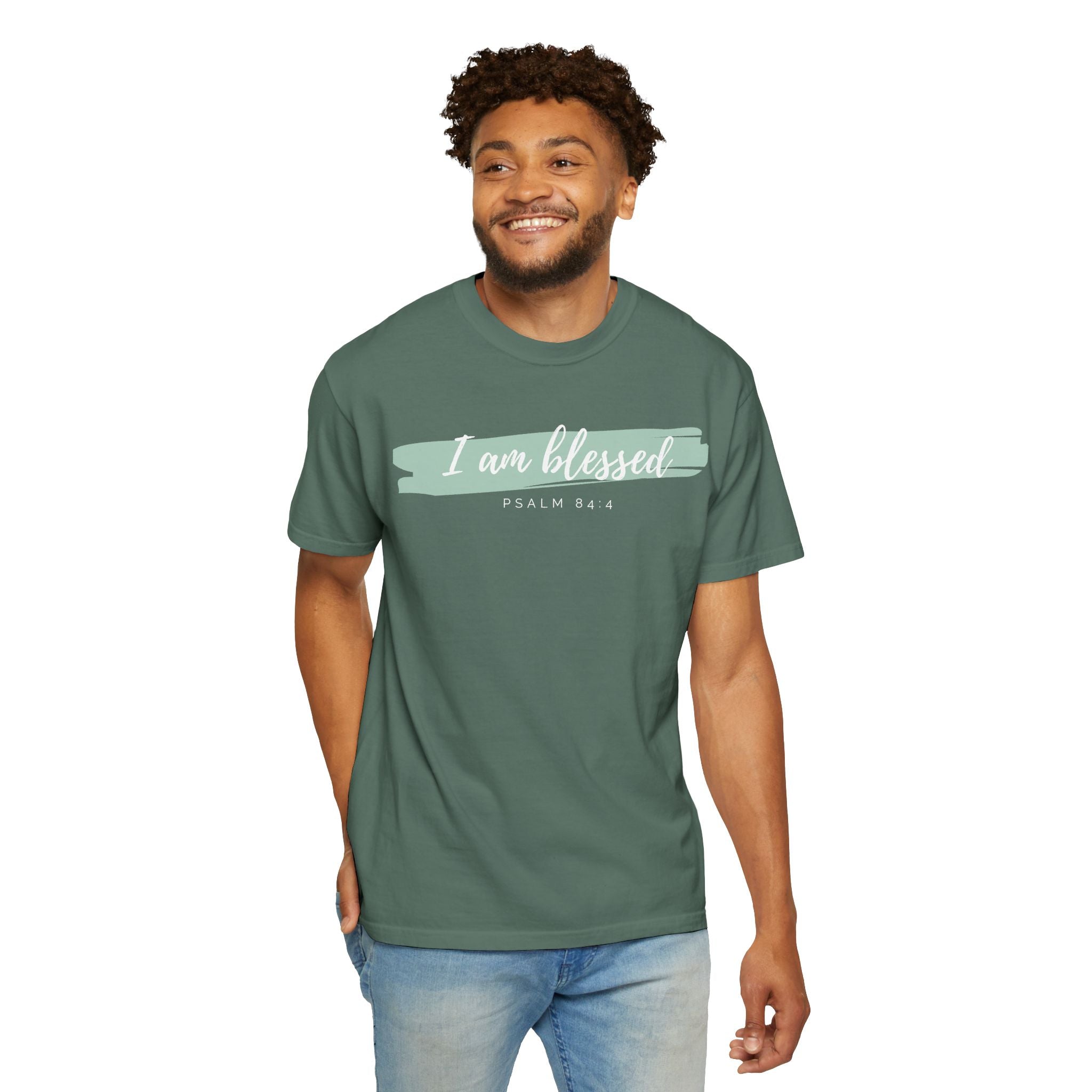 I Am Blessed Christian T-Shirt — Psalm 84:4 Scripture Tee | Garment-Dyed Faith Shirt