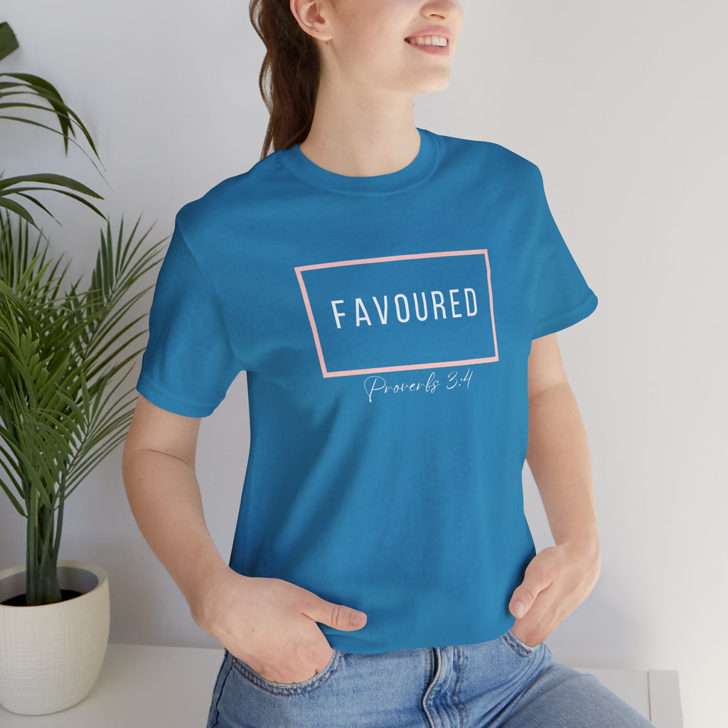 Favoured Christian T-Shirt – Proverbs 3:4 Scripture Tee | Faith-Based Unisex Shirt