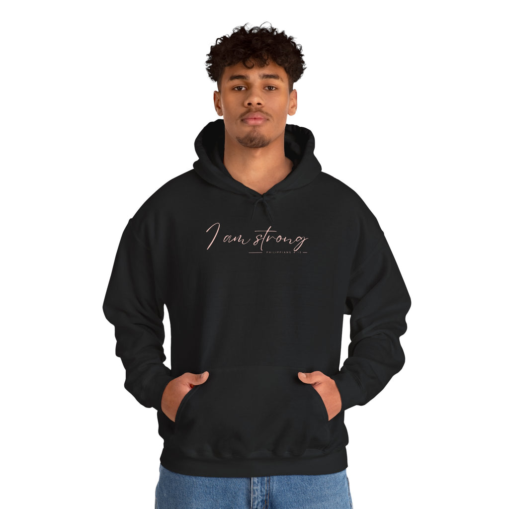 I Am Strong Hoodie – Philippians 4:13 Christian Unisex Faith Sweatshirt