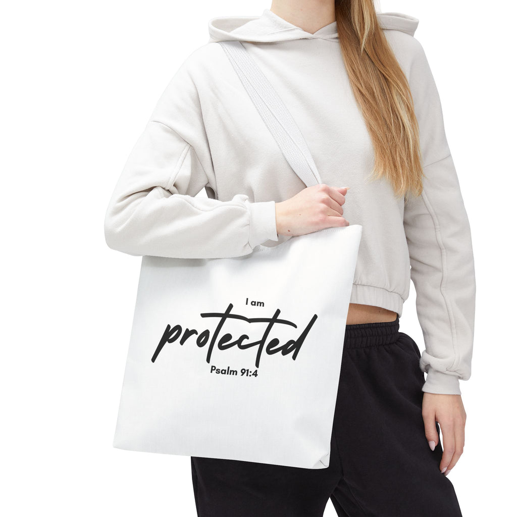 I Am Protected Tote Bag — Psalm 91:4 Christian Scripture Canvas Tote | Faith-Based Carryall