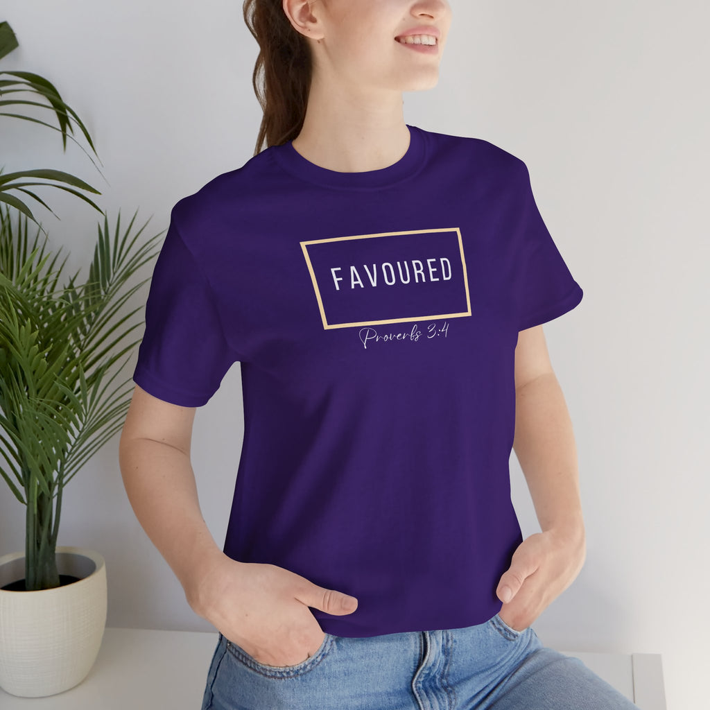 Favoured Christian T-Shirt – Proverbs 3:4 Scripture Tee | Faith-Based Unisex Shirt