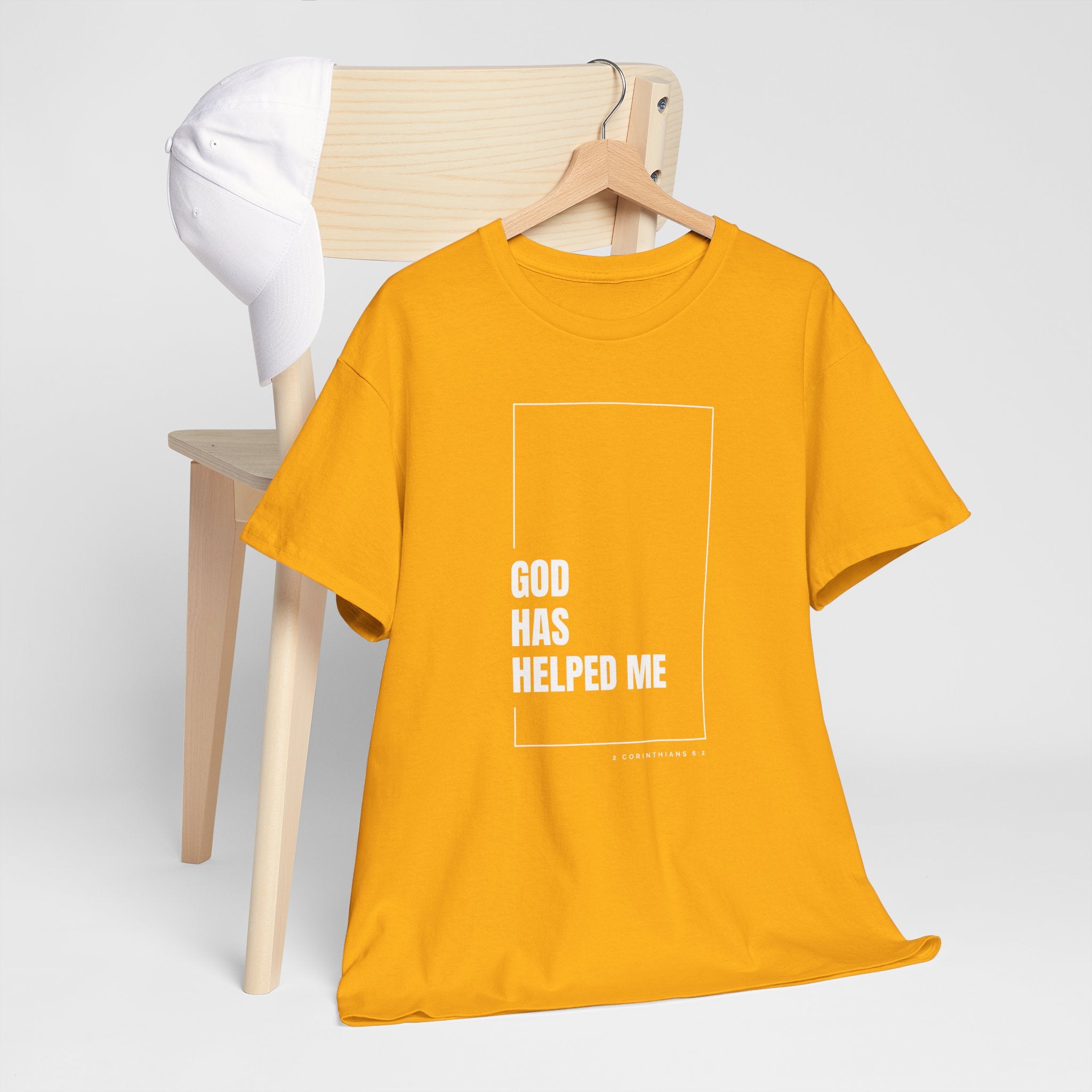 God Has Helped Me Christian T-Shirt – 2 Corinthians 6:2 Faith Tee | Unisex Heavy Cotton Shirt
