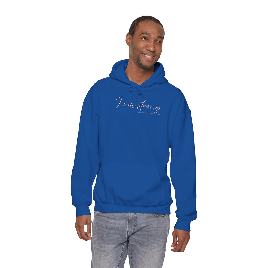 I Am Strong Hoodie – Philippians 4:13 Christian Unisex Faith Sweatshirt