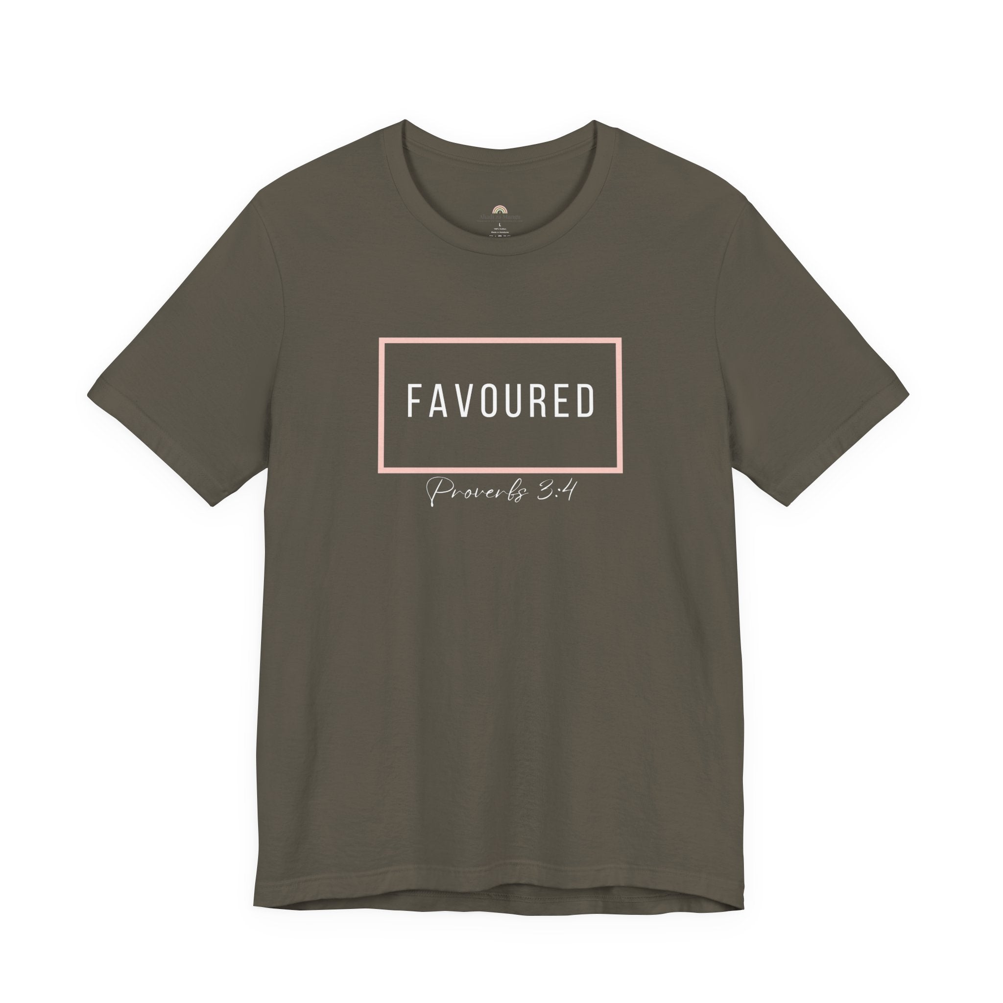 Favoured Christian T-Shirt – Proverbs 3:4 Scripture Tee | Faith-Based Unisex Shirt