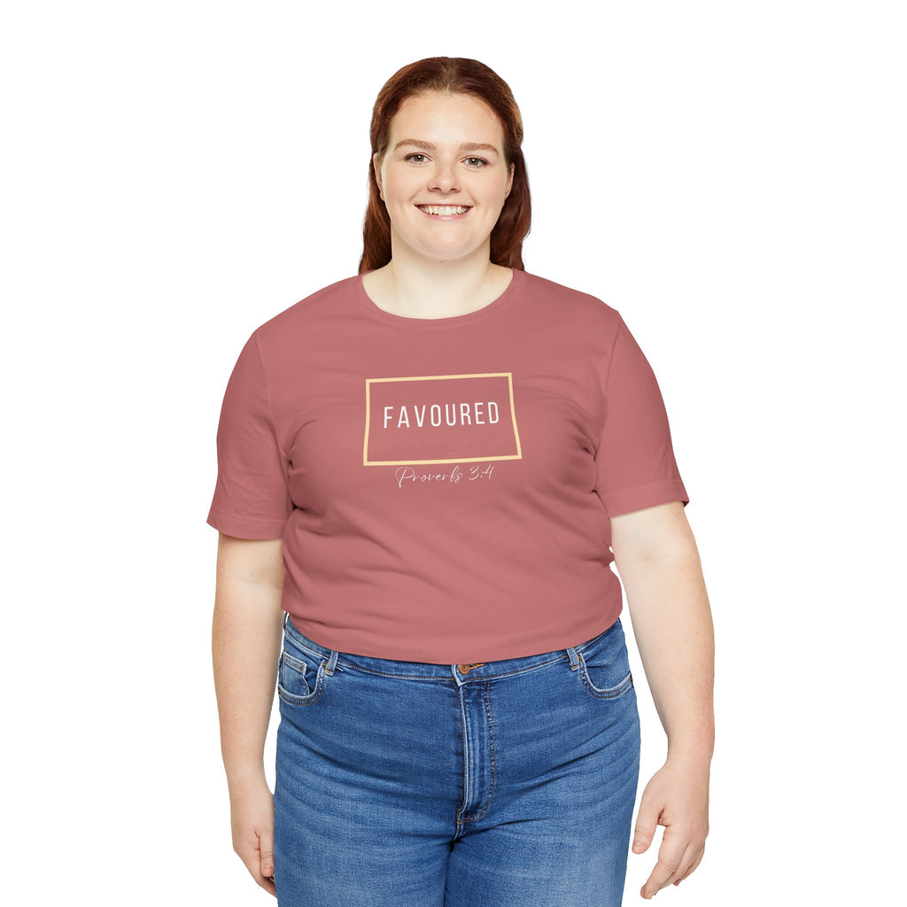 Favoured Christian T-Shirt – Proverbs 3:4 Scripture Tee | Faith-Based Unisex Shirt