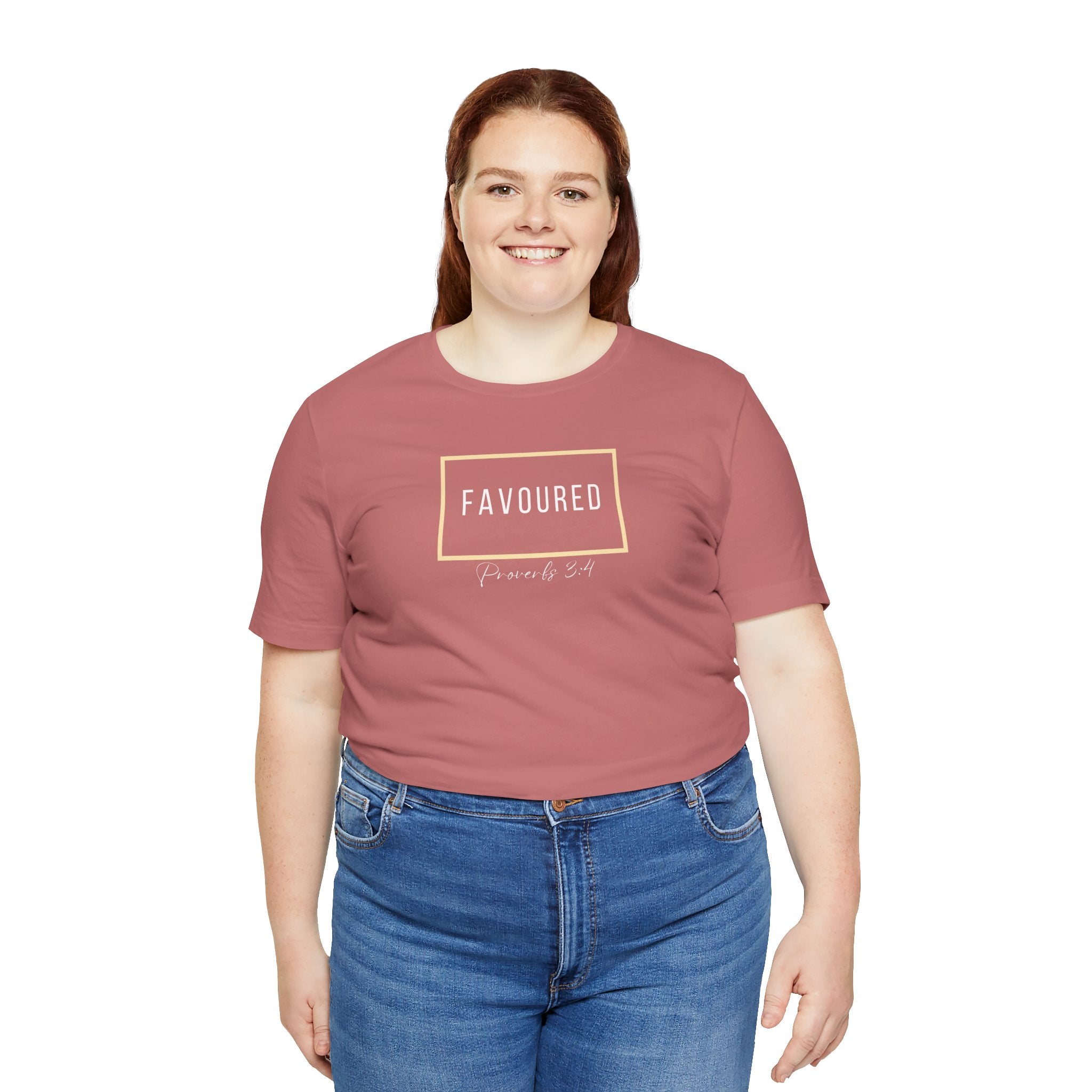 Favoured Christian T-Shirt – Proverbs 3:4 Scripture Tee | Faith-Based Unisex Shirt
