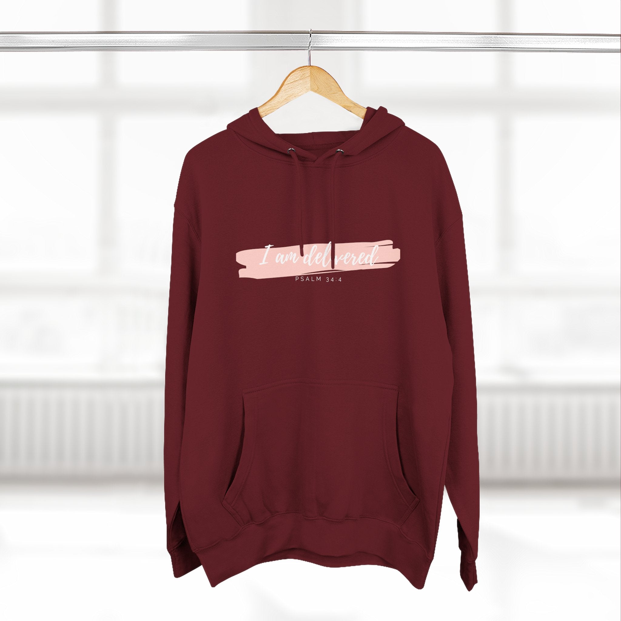I Am Delivered Christian Hoodie — Psalm 34:4 Faith Hoodie | Inspirational Scripture Pullover | Unisex Christian Apparel