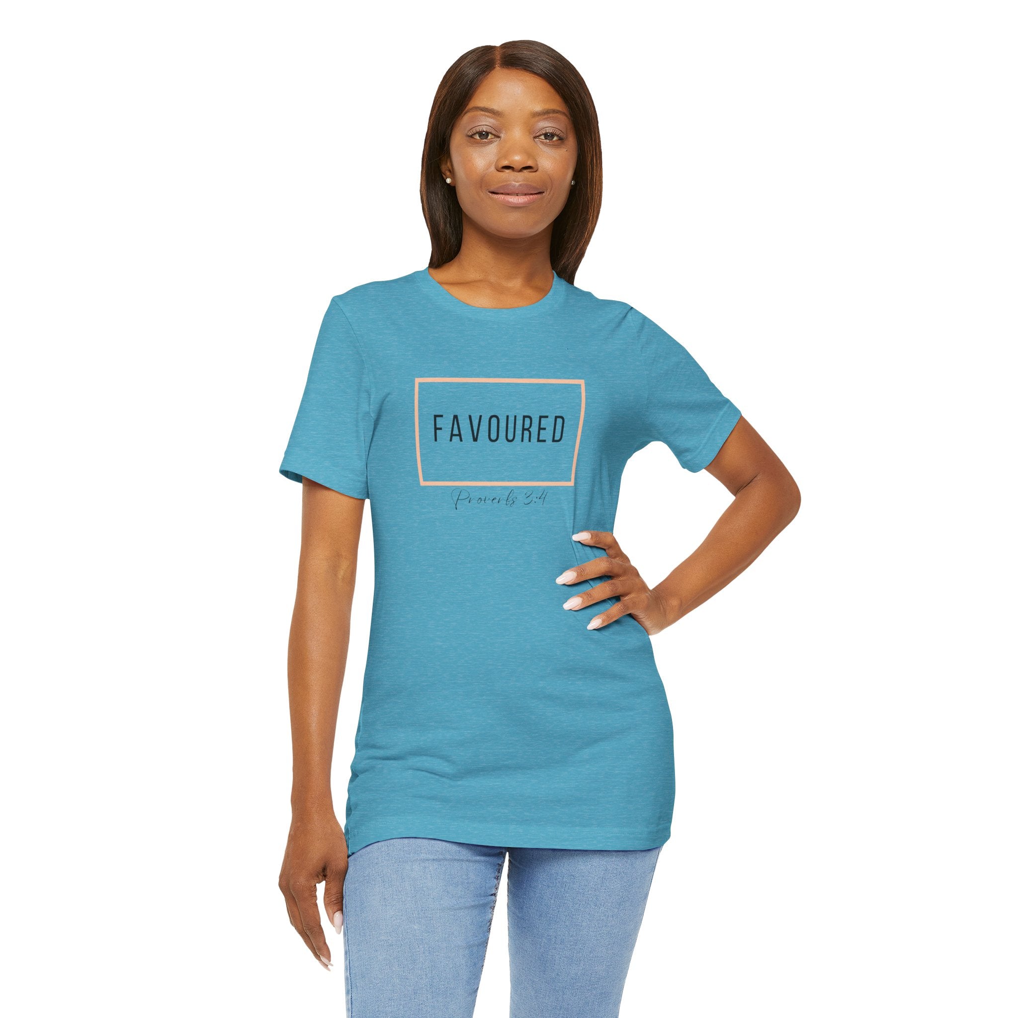 Favoured Christian T-Shirt – Proverbs 3:4 Scripture Tee | Faith-Based Unisex Shirt