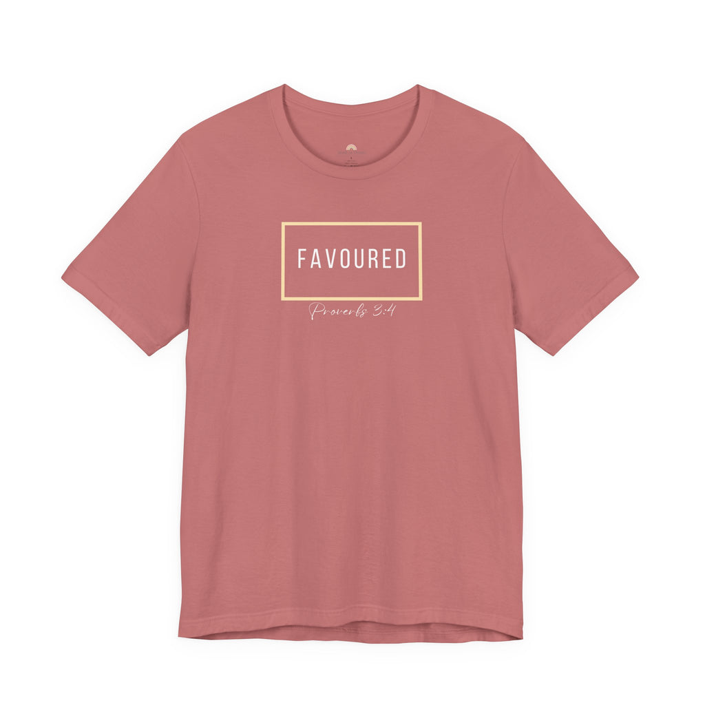 Favoured Christian T-Shirt – Proverbs 3:4 Scripture Tee | Faith-Based Unisex Shirt
