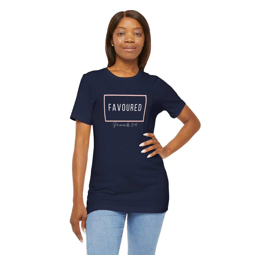 Favoured Christian T-Shirt – Proverbs 3:4 Scripture Tee | Faith-Based Unisex Shirt