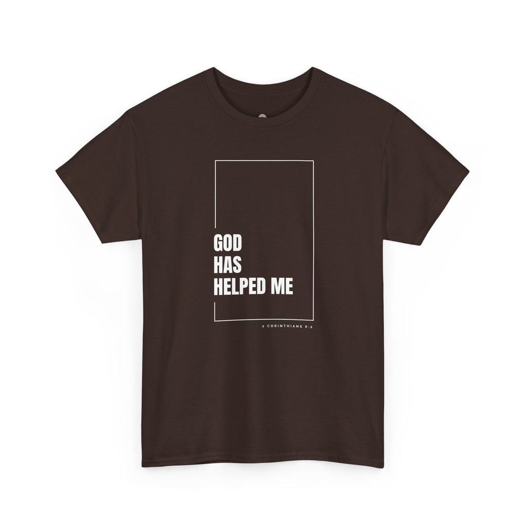God Has Helped Me Christian T-Shirt – 2 Corinthians 6:2 Faith Tee | Unisex Heavy Cotton Shirt