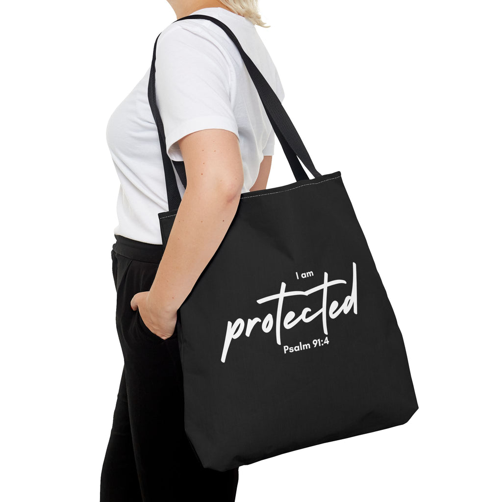 I Am Protected Tote Bag — Psalm 91:4 Christian Scripture Canvas Tote | Faith-Based Carryall