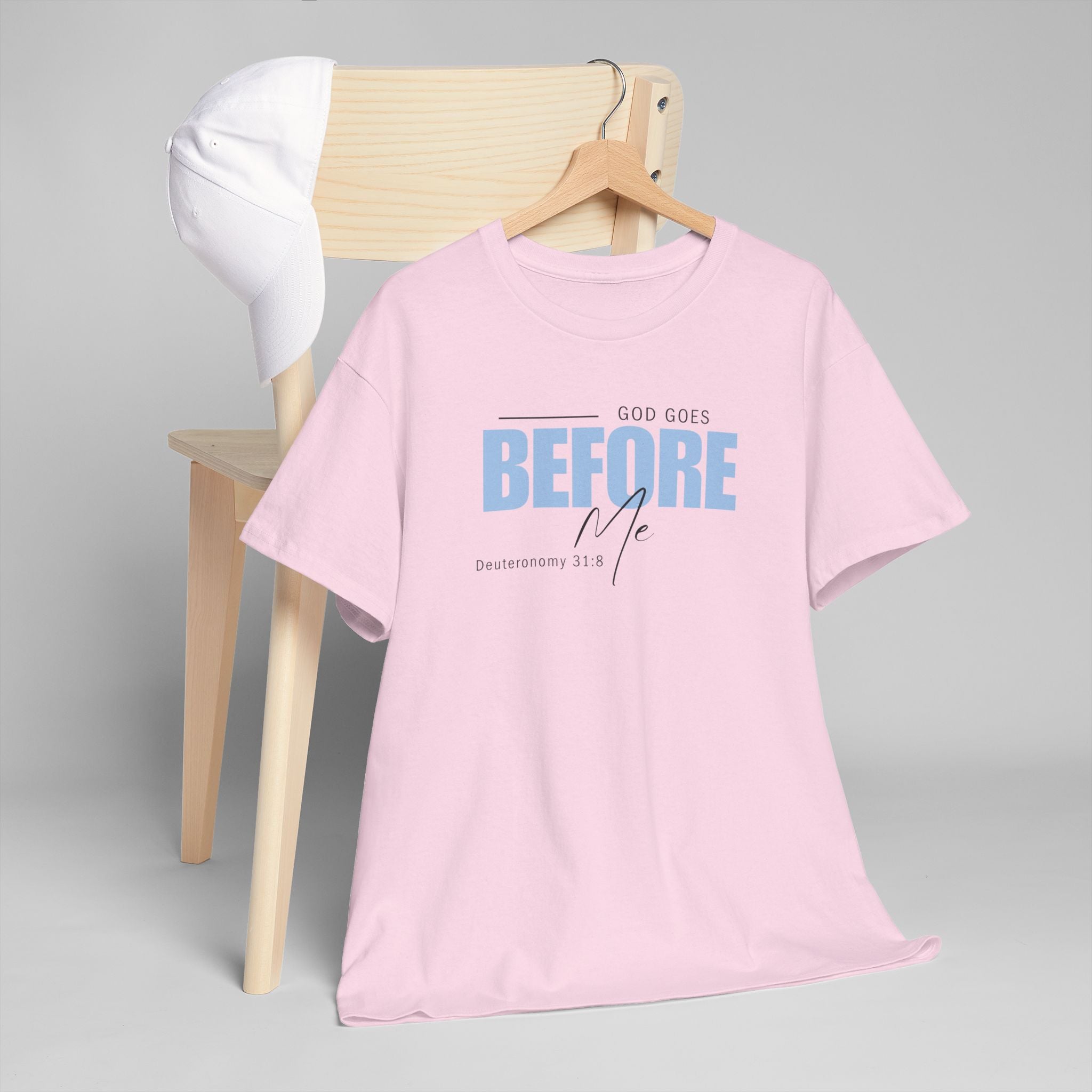 God Goes Before Me T-Shirt – Christian Unisex Tee (Deuteronomy 31:8 Scripture) | Faith Graphic Shirt