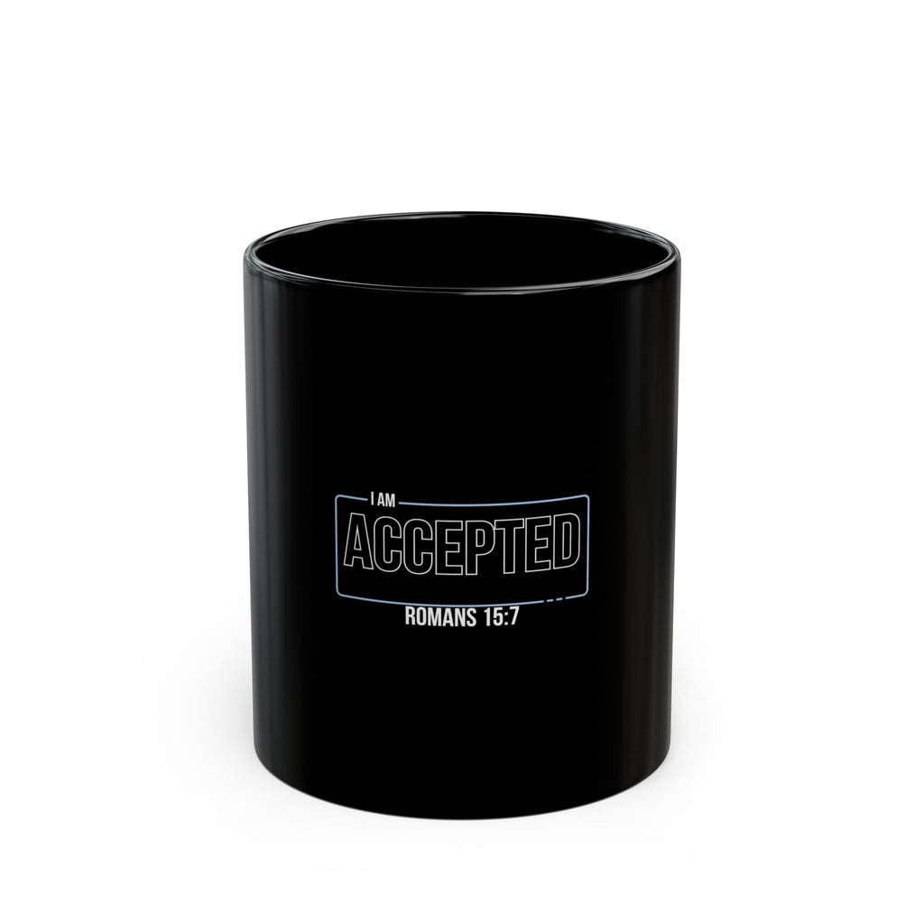“I Am Accepted” Christian Ceramic Mug – Romans 15:7 Scripture Coffee Cup (11oz & 15oz) – Faith-Inspired Gift