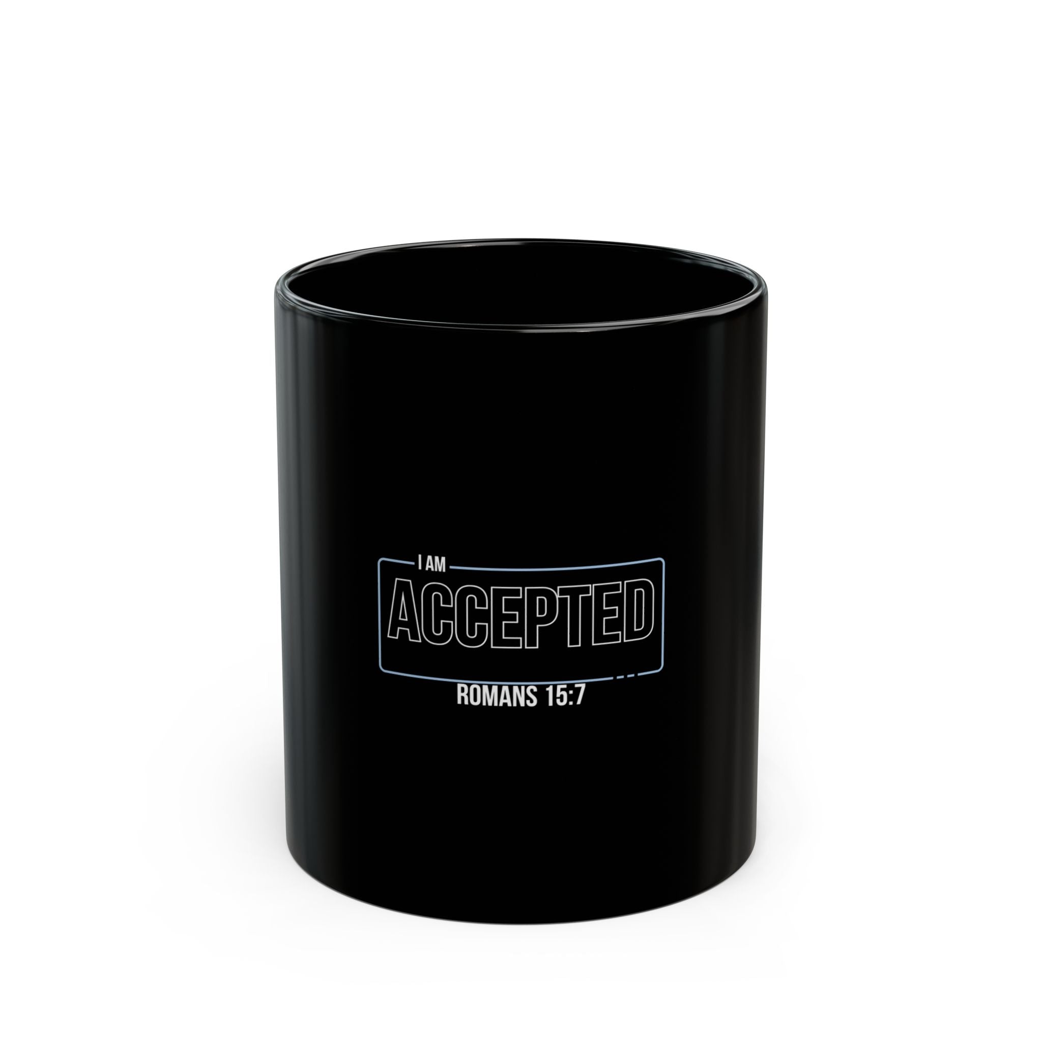 “I Am Accepted” Christian Ceramic Mug – Romans 15:7 Scripture Coffee Cup (11oz & 15oz) – Faith-Inspired Gift