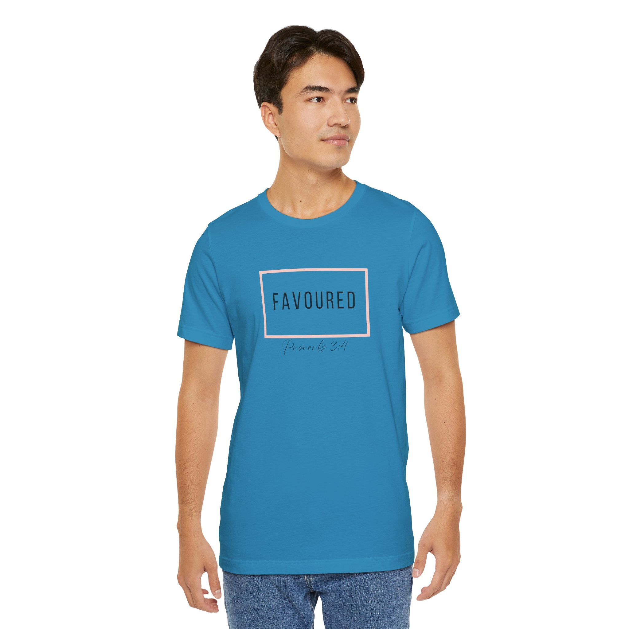 Favoured Christian T-Shirt – Proverbs 3:4 Scripture Tee | Faith-Based Unisex Shirt