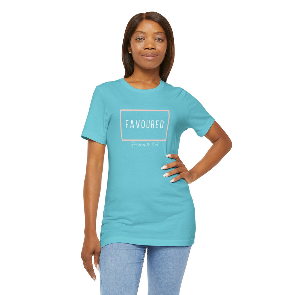 Favoured Christian T-Shirt – Proverbs 3:4 Scripture Tee | Faith-Based Unisex Shirt