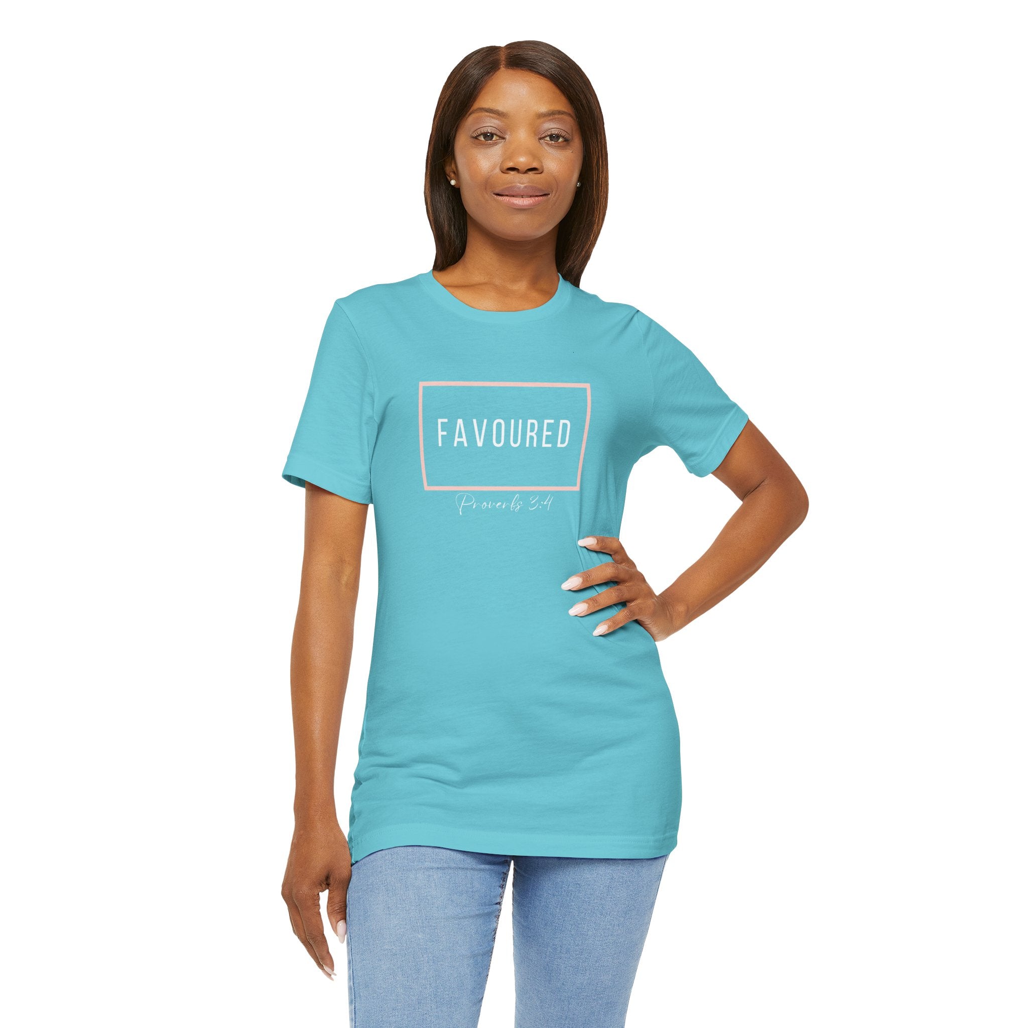 Favoured Christian T-Shirt – Proverbs 3:4 Scripture Tee | Faith-Based Unisex Shirt