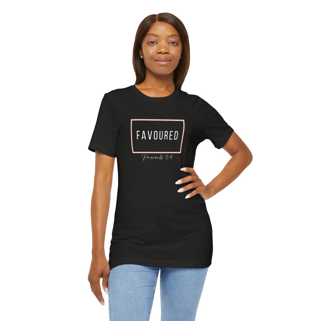 Favoured Christian T-Shirt – Proverbs 3:4 Scripture Tee | Faith-Based Unisex Shirt