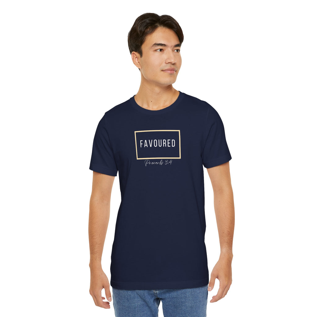 Favoured Christian T-Shirt – Proverbs 3:4 Scripture Tee | Faith-Based Unisex Shirt