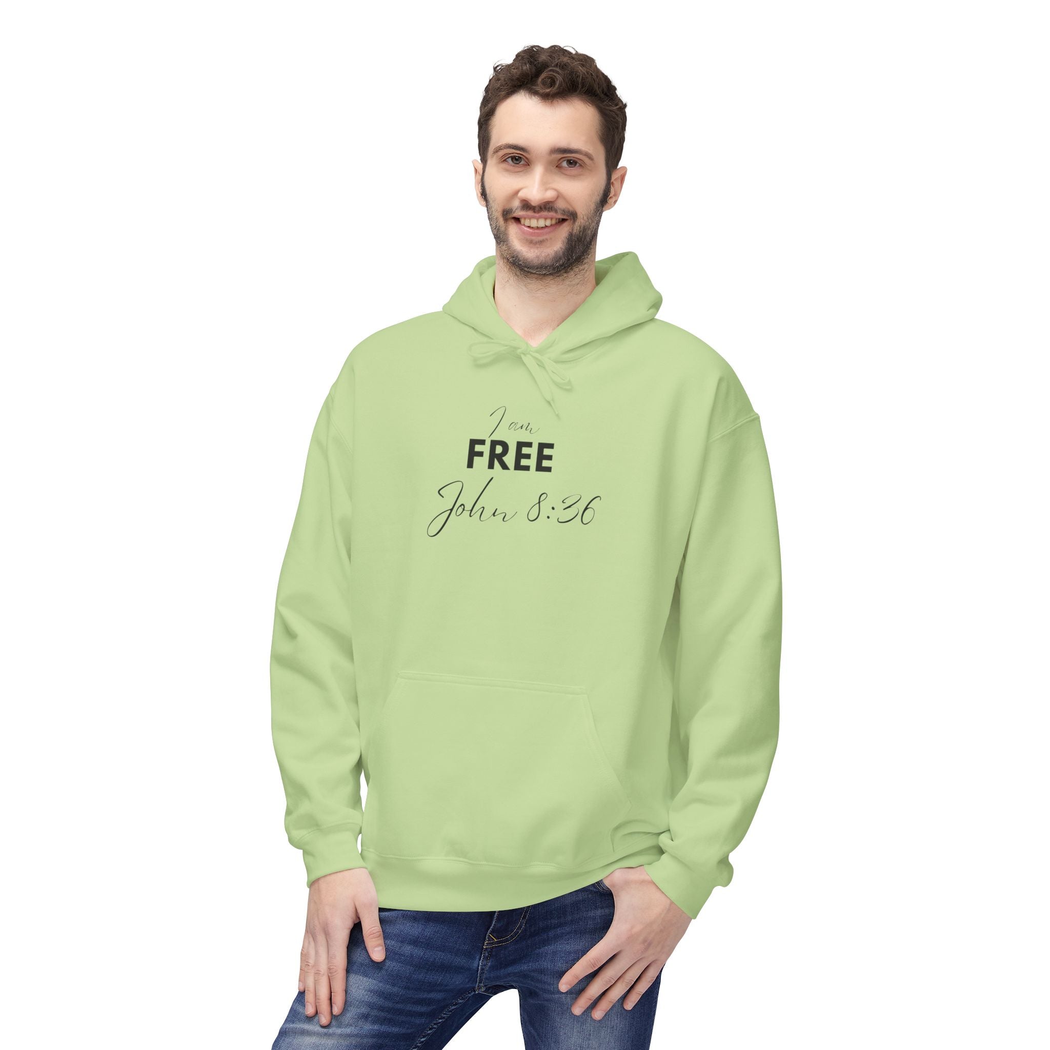 I Am Free Hoodie – John 8:36 Christian Scripture Hoodie | Faith-Based Inspirational Pullover