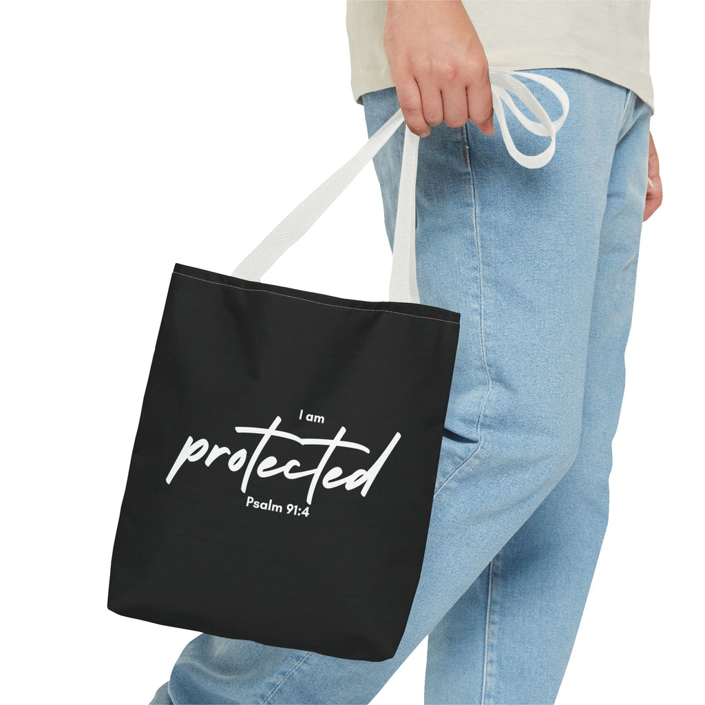 I Am Protected Tote Bag — Psalm 91:4 Christian Scripture Canvas Tote | Faith-Based Carryall