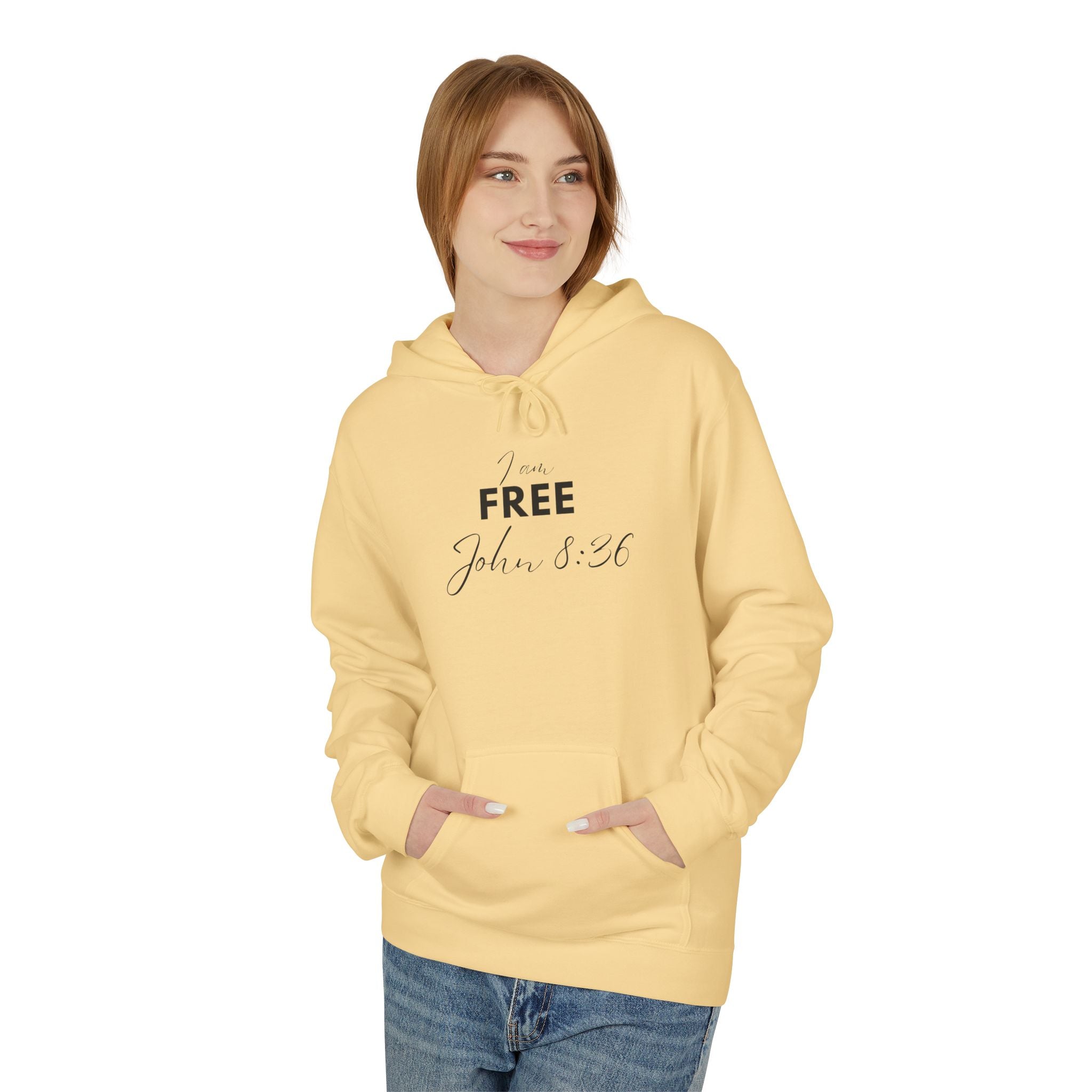 I Am Free Hoodie – John 8:36 Christian Scripture Hoodie | Faith-Based Inspirational Pullover